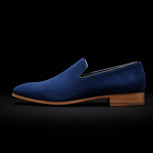 The Stirrup – Blue Suede Moccasin Loafer | Leather Shoe