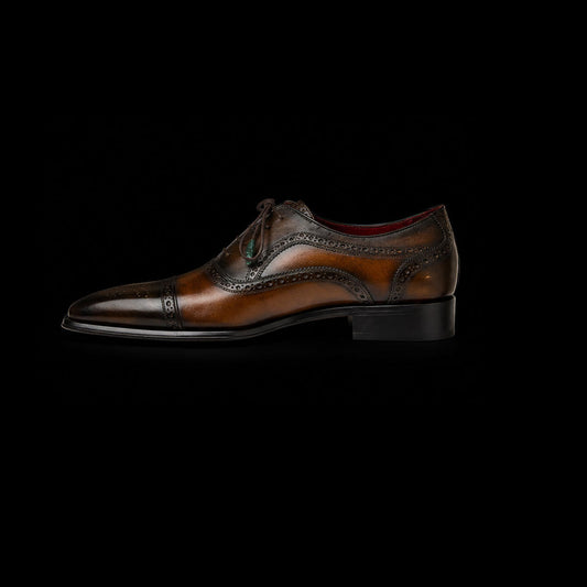 The Aglet – Dual Tone Brown Brogue Cap Toe Oxford | Leather Shoe