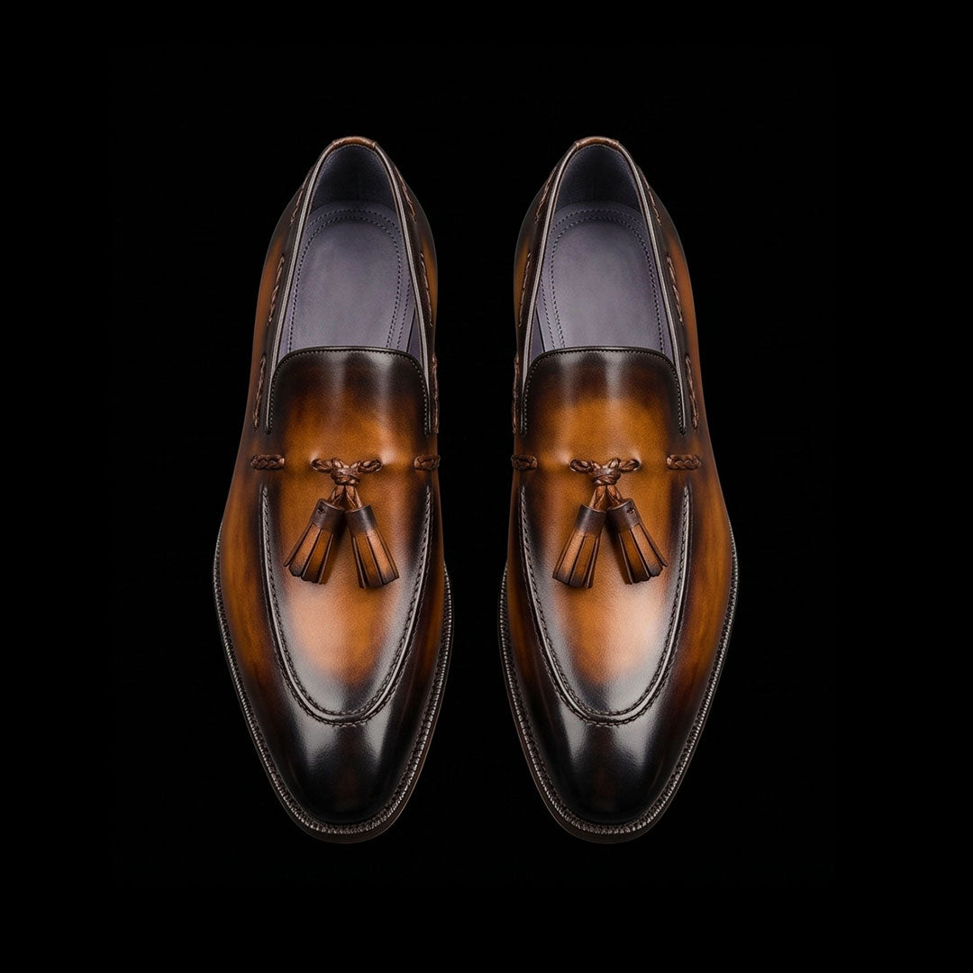 The Needle – Brown Patina Tassel Loafer | Leather Shoe
