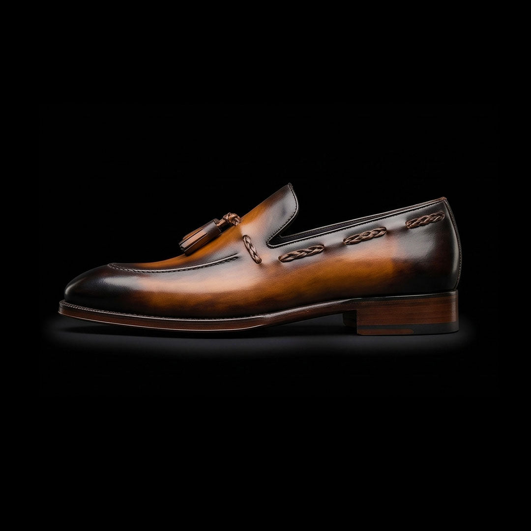 The Needle – Brown Patina Tassel Loafer | Leather Shoe