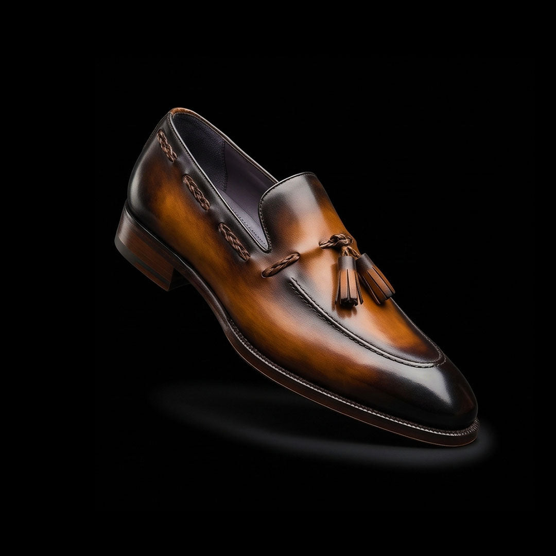 The Needle – Brown Patina Tassel Loafer | Leather Shoe