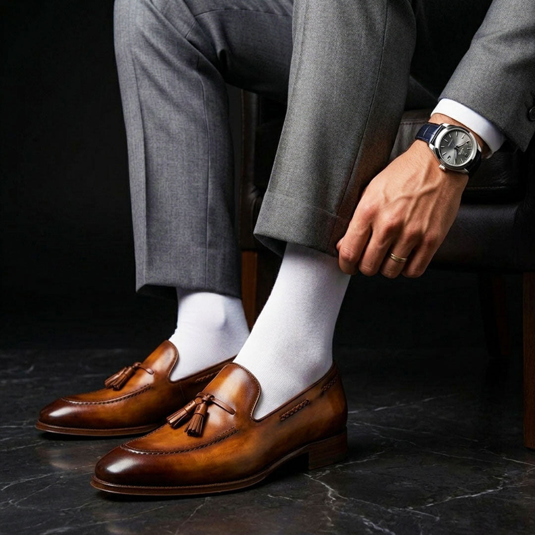 The Needle – Brown Patina Tassel Loafer | Leather Shoe