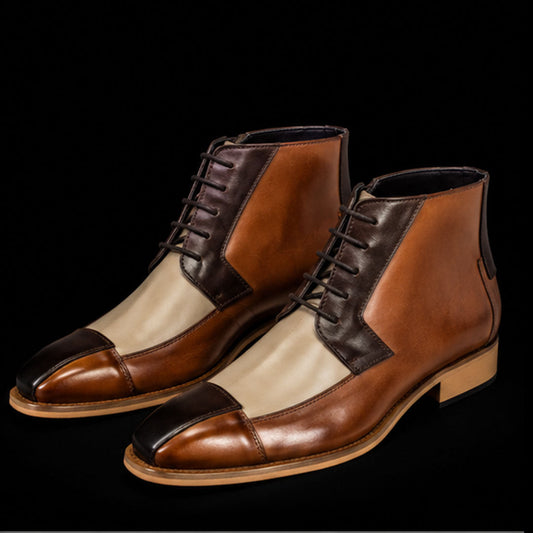 The Gleam – Tri-Tone Wingtip Ankle Boots | Leather Shoe