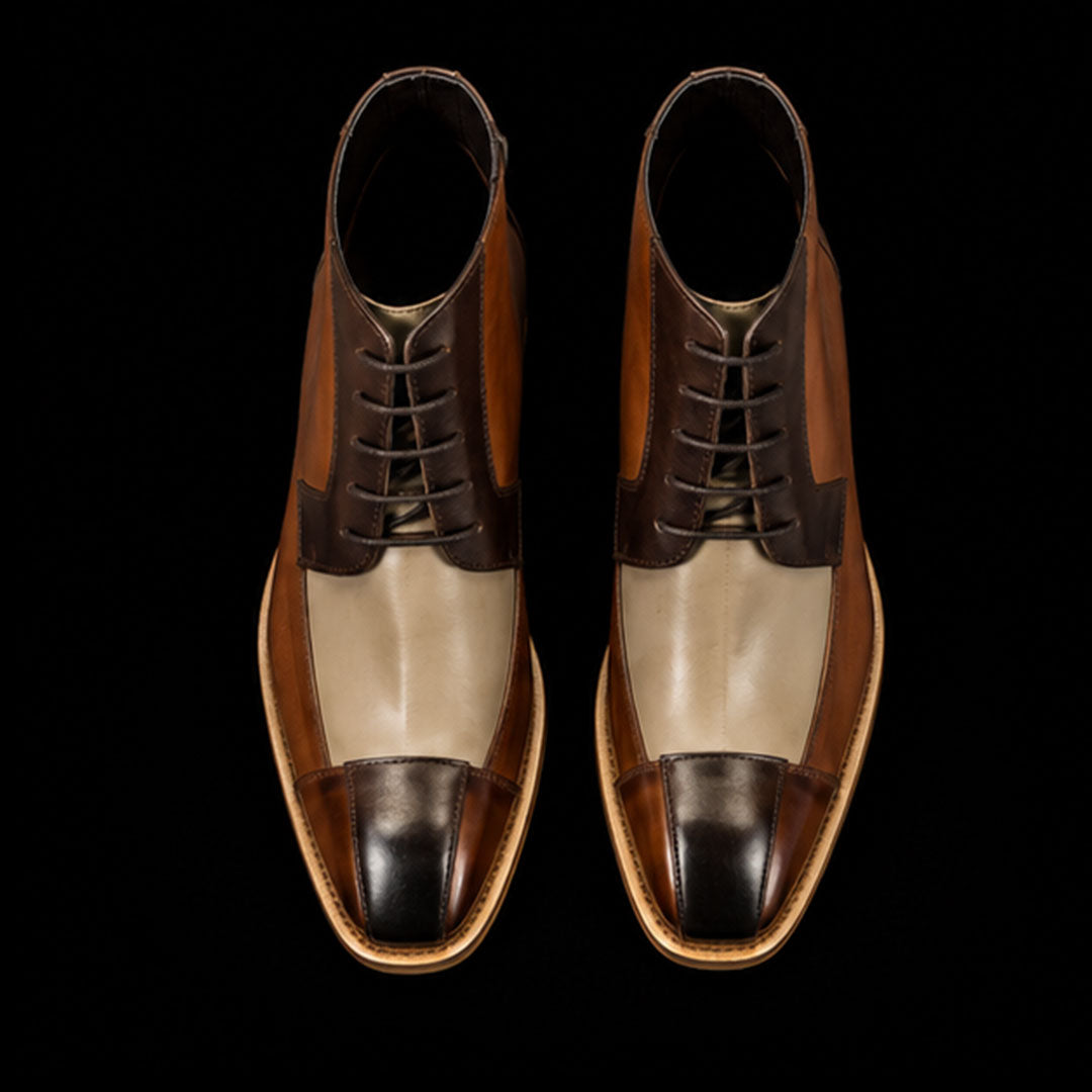 The Gleam – Tri-Tone Wingtip Ankle Boots | Leather Shoe