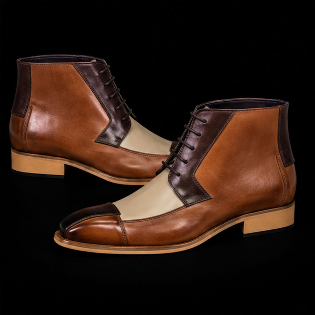 The Gleam – Tri-Tone Wingtip Ankle Boots | Leather Shoe