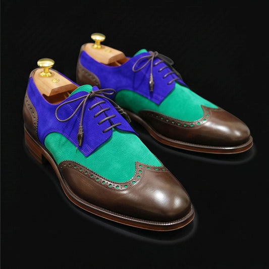 The Blake – Tri-Tone Suede Wingtip Oxford | Leather Shoe