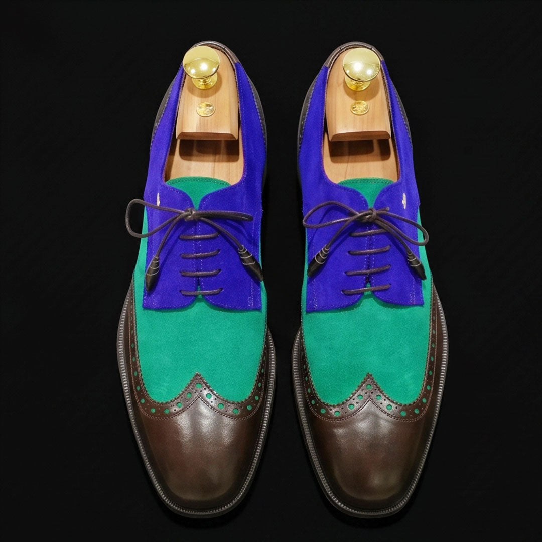 The Blake – Tri-Tone Suede Wingtip Oxford | Leather Shoe