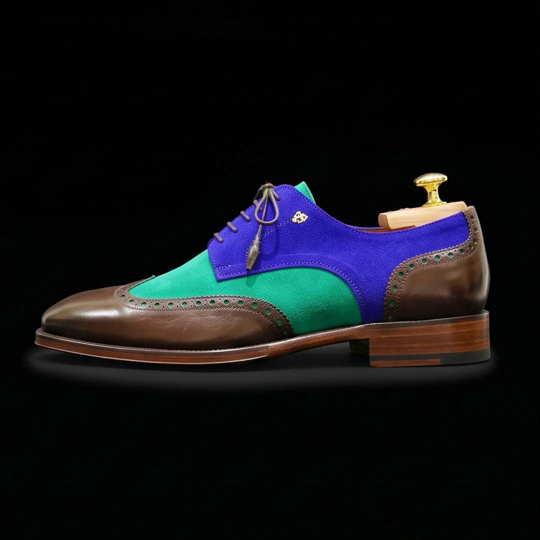 The Blake – Tri-Tone Suede Wingtip Oxford | Leather Shoe