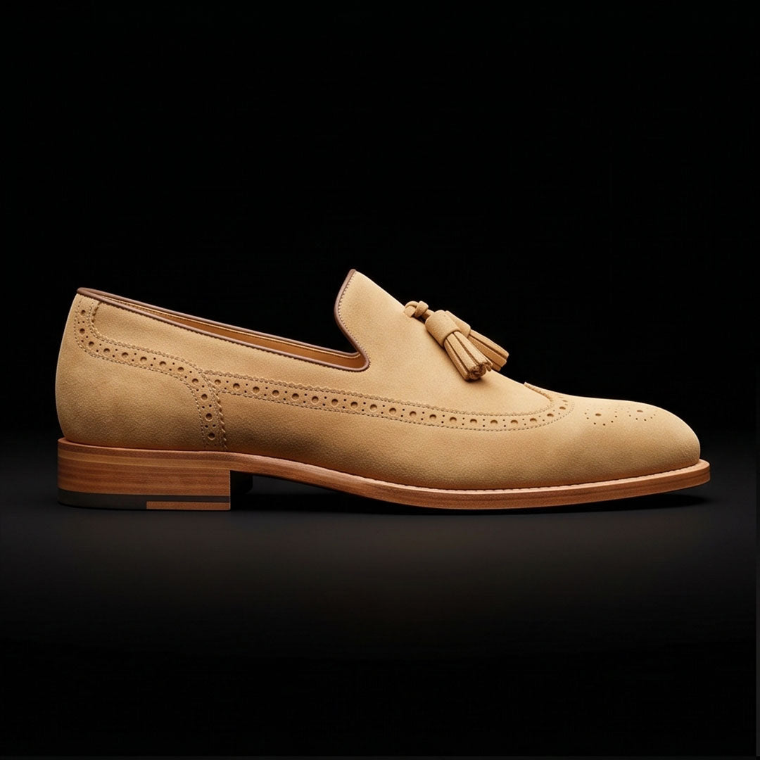 The Luster – Beige Suede Tassel Loafer | Leather Shoe