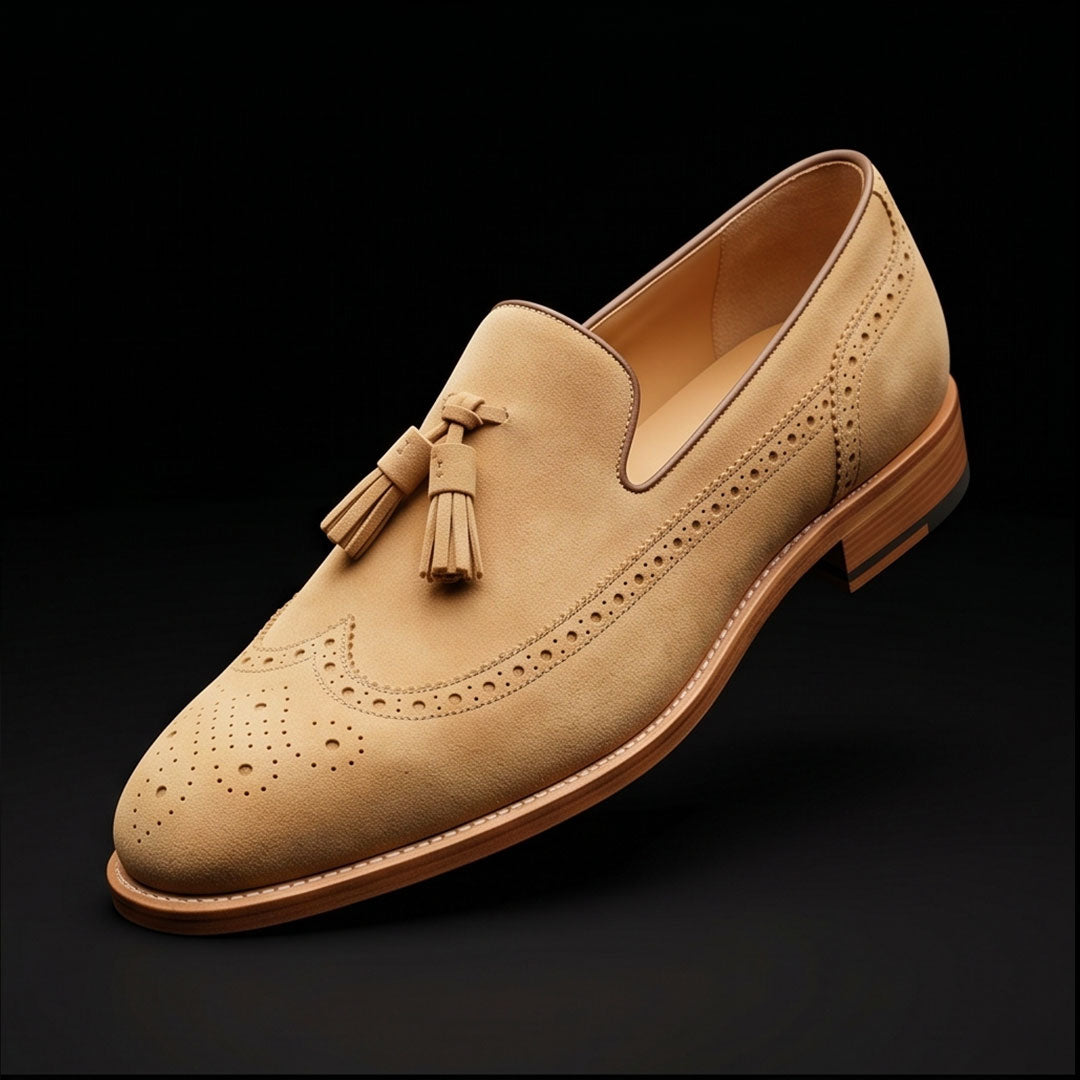 The Luster – Beige Suede Tassel Loafer | Leather Shoe