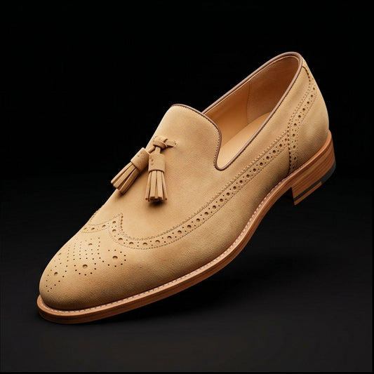 The Luster – Beige Suede Tassel Loafer | Leather Shoe