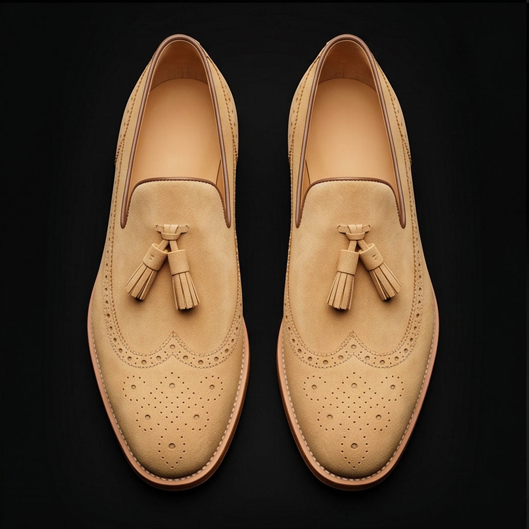 The Luster – Beige Suede Tassel Loafer | Leather Shoe