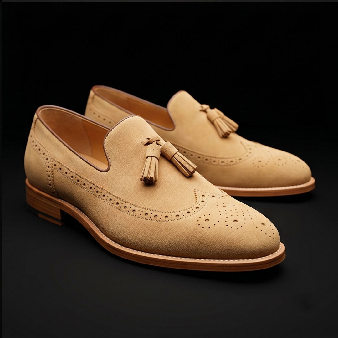 The Luster – Beige Suede Tassel Loafer | Leather Shoe