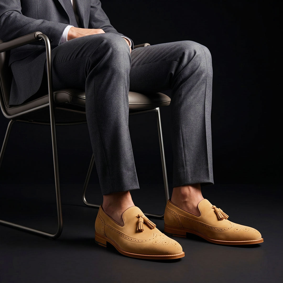 The Luster – Beige Suede Tassel Loafer | Leather Shoe