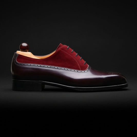 The Heritage – Black & Maroon Suede Oxford | Leather Shoe
