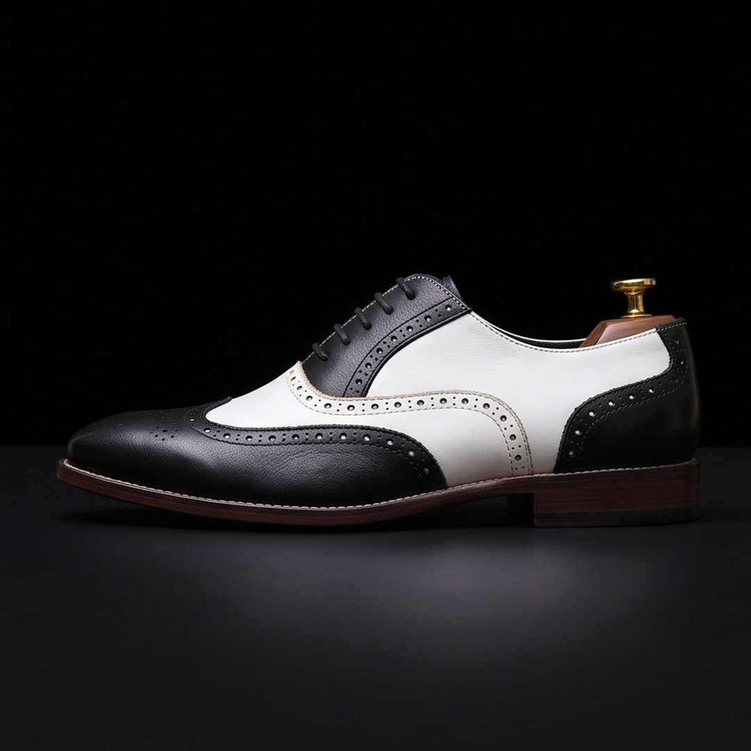 The Lecce – Black & White Wingtip Spectator | Leather Shoe