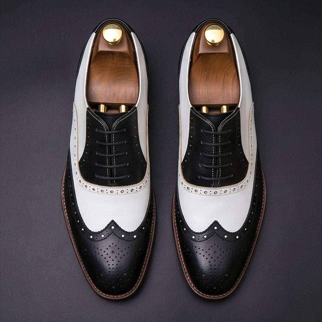 The Lecce – Black & White Wingtip Spectator | Leather Shoe