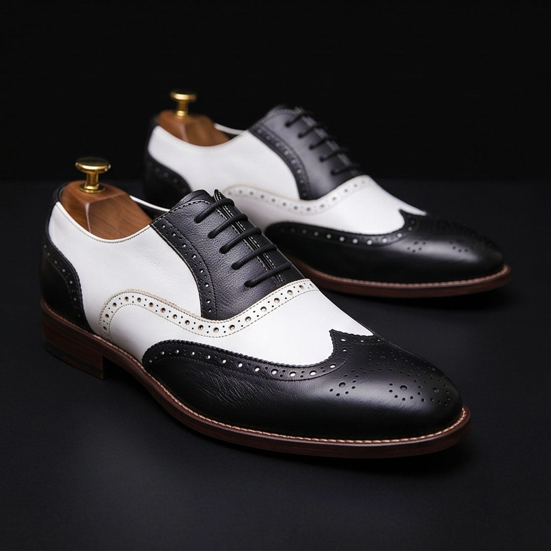 The Lecce – Black & White Wingtip Spectator | Leather Shoe