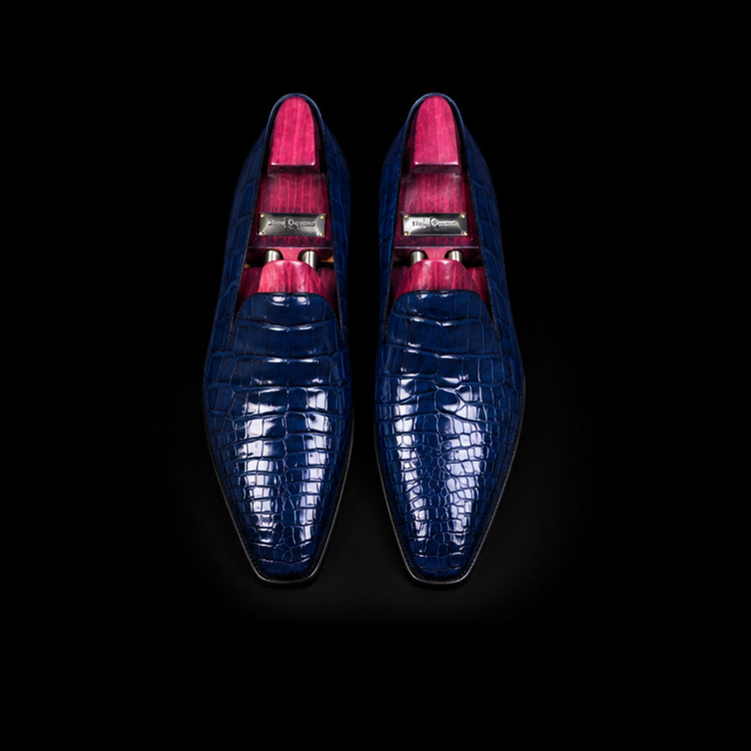 The Ubrique – Blue Alligator-Print Slip-On Loafer | Leather Shoe