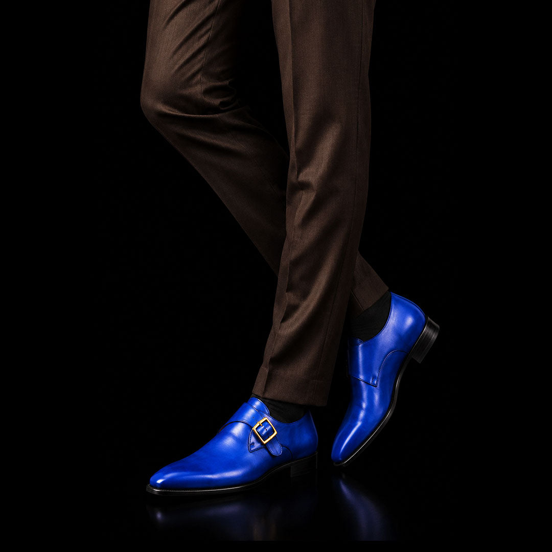 The Sevilla – Blue Calf Leather Single Monk | Leather Shoe
