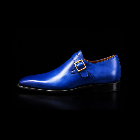 The Sevilla – Blue Calf Leather Single Monk | Leather Shoe