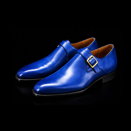 The Sevilla – Blue Calf Leather Single Monk | Leather Shoe