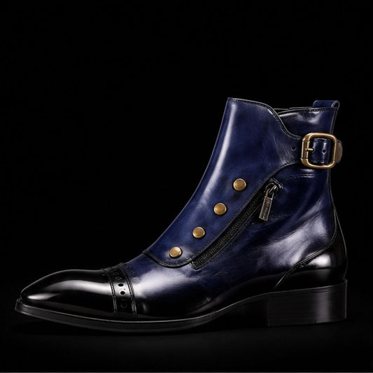The Tobacco – Blue Patina Military Ankle Boots | Leather Shoe
