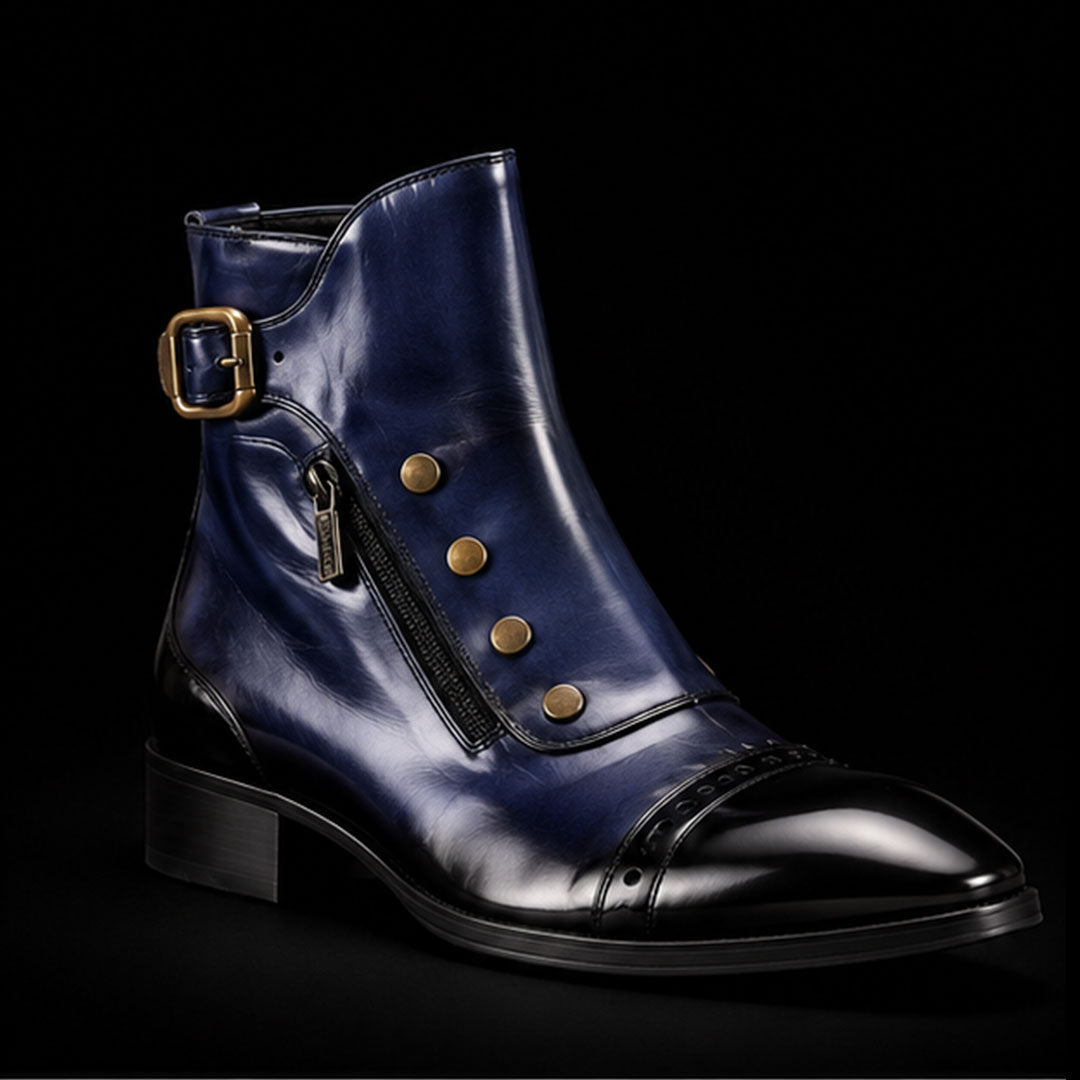 The Tobacco – Blue Patina Military Ankle Boots | Leather Shoe