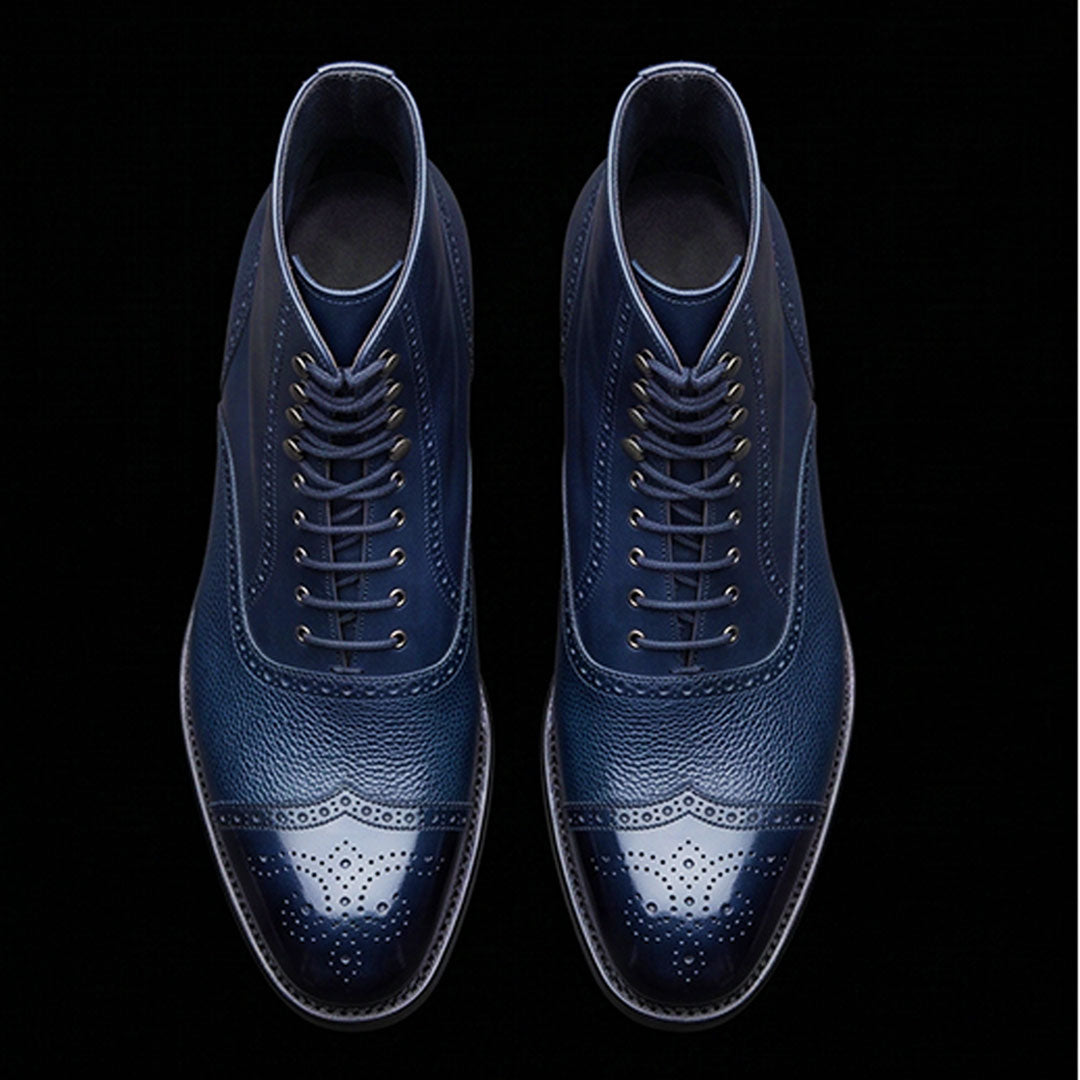 The Waxhide – Blue Patina Cap Toe Ankle Boots | Leather Shoe