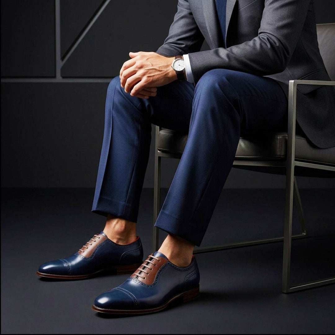 The Mahogany – Blue & Brown Calf Leather Oxford | Leather Shoe