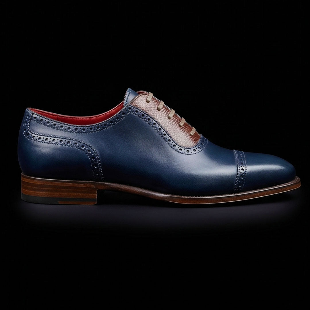 The Mahogany – Blue & Brown Calf Leather Oxford | Leather Shoe