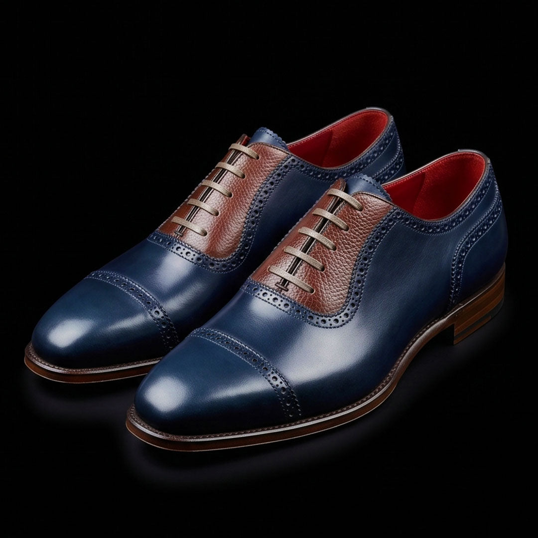 The Mahogany – Blue & Brown Calf Leather Oxford | Leather Shoe