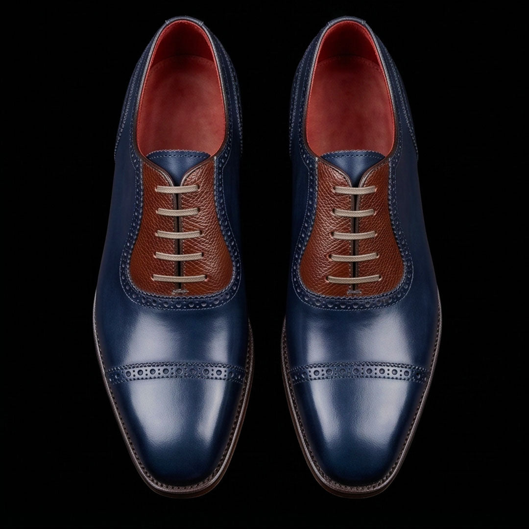 The Mahogany – Blue & Brown Calf Leather Oxford | Leather Shoe