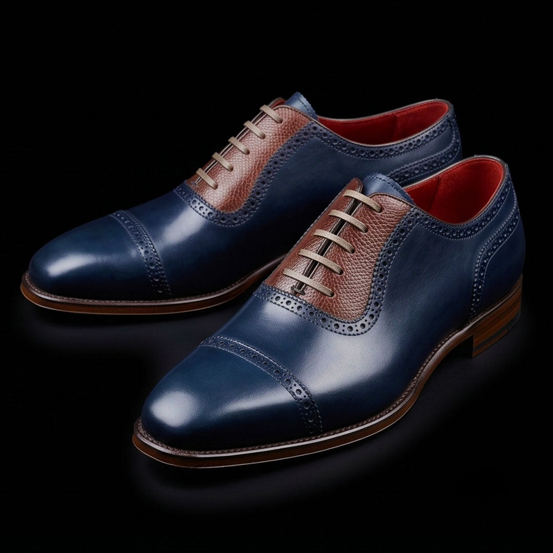 The Mahogany – Blue & Brown Calf Leather Oxford | Leather Shoe