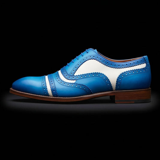 The Florence – Blue & White Cap Toe Spectator | Leather Shoe