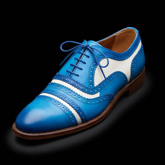 The Florence – Blue & White Cap Toe Spectator | Leather Shoe