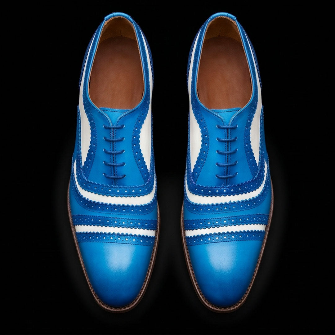 The Florence – Blue & White Cap Toe Spectator | Leather Shoe