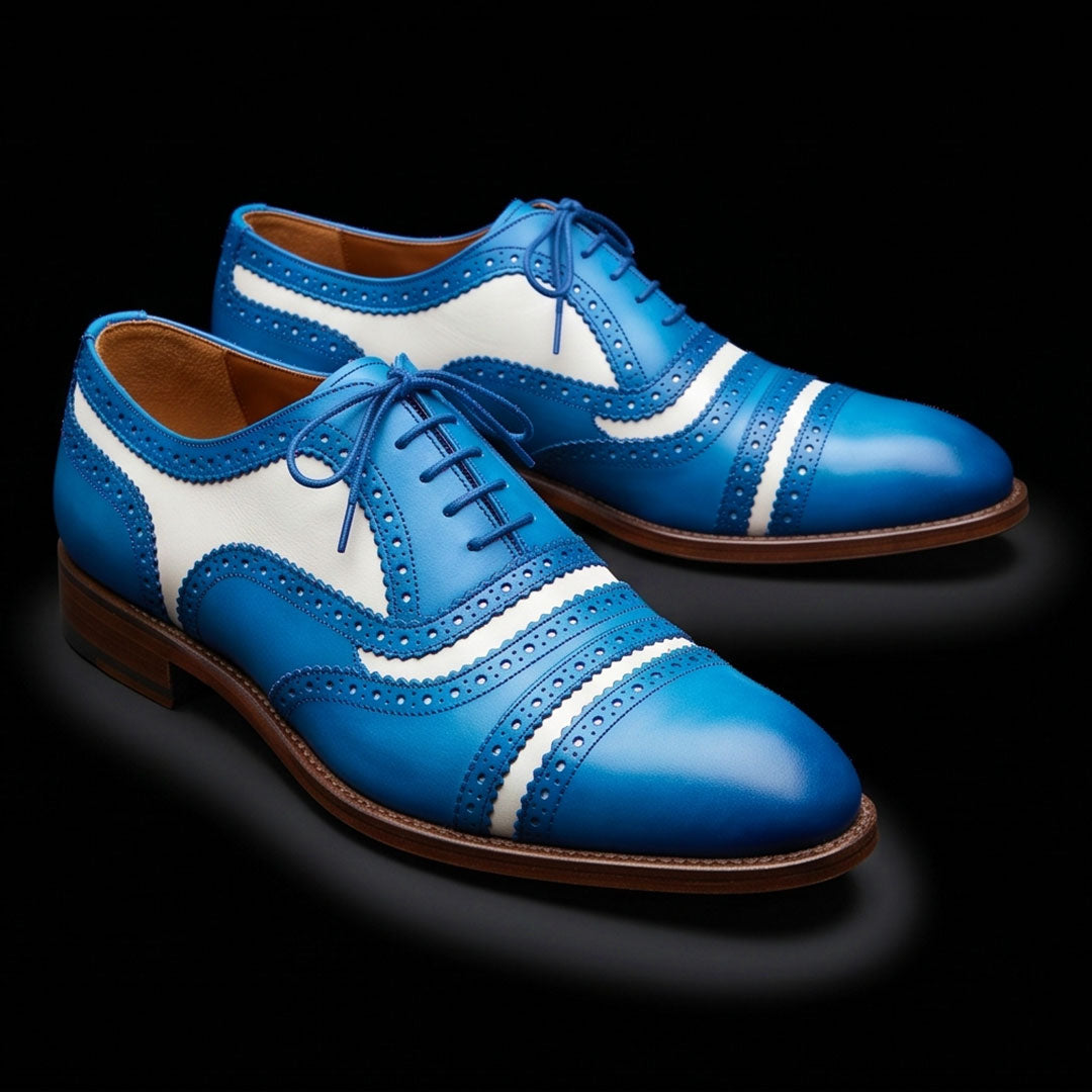The Florence – Blue & White Cap Toe Spectator | Leather Shoe