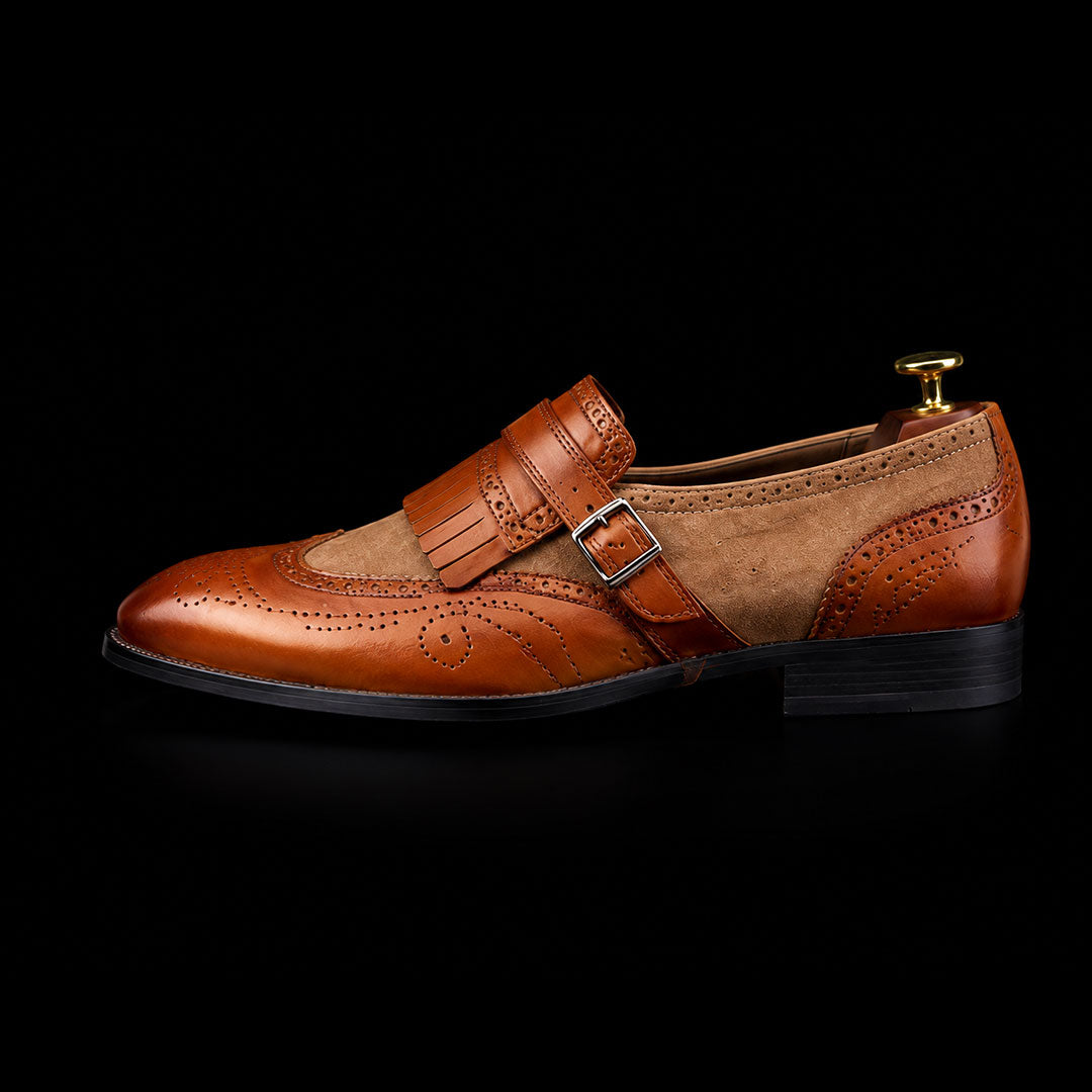 The Ivory – Brown Wingtip Brogue Single Monk | Leather Shoe