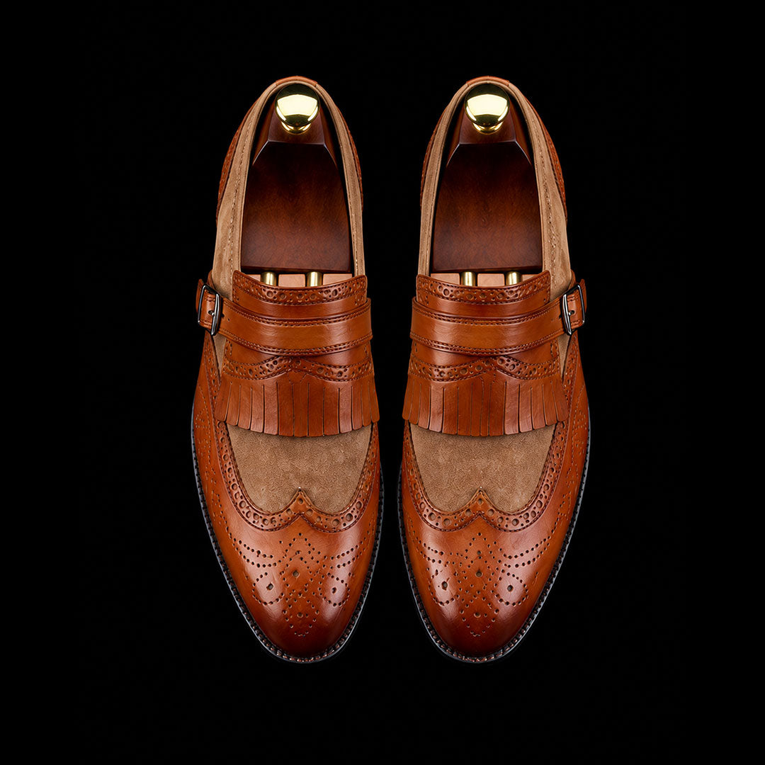 The Ivory – Brown Wingtip Brogue Single Monk | Leather Shoe