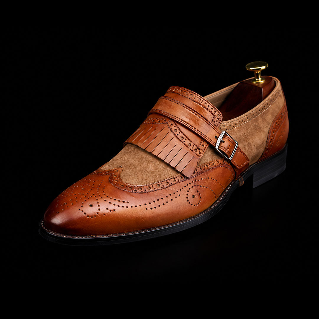 The Ivory – Brown Wingtip Brogue Single Monk | Leather Shoe