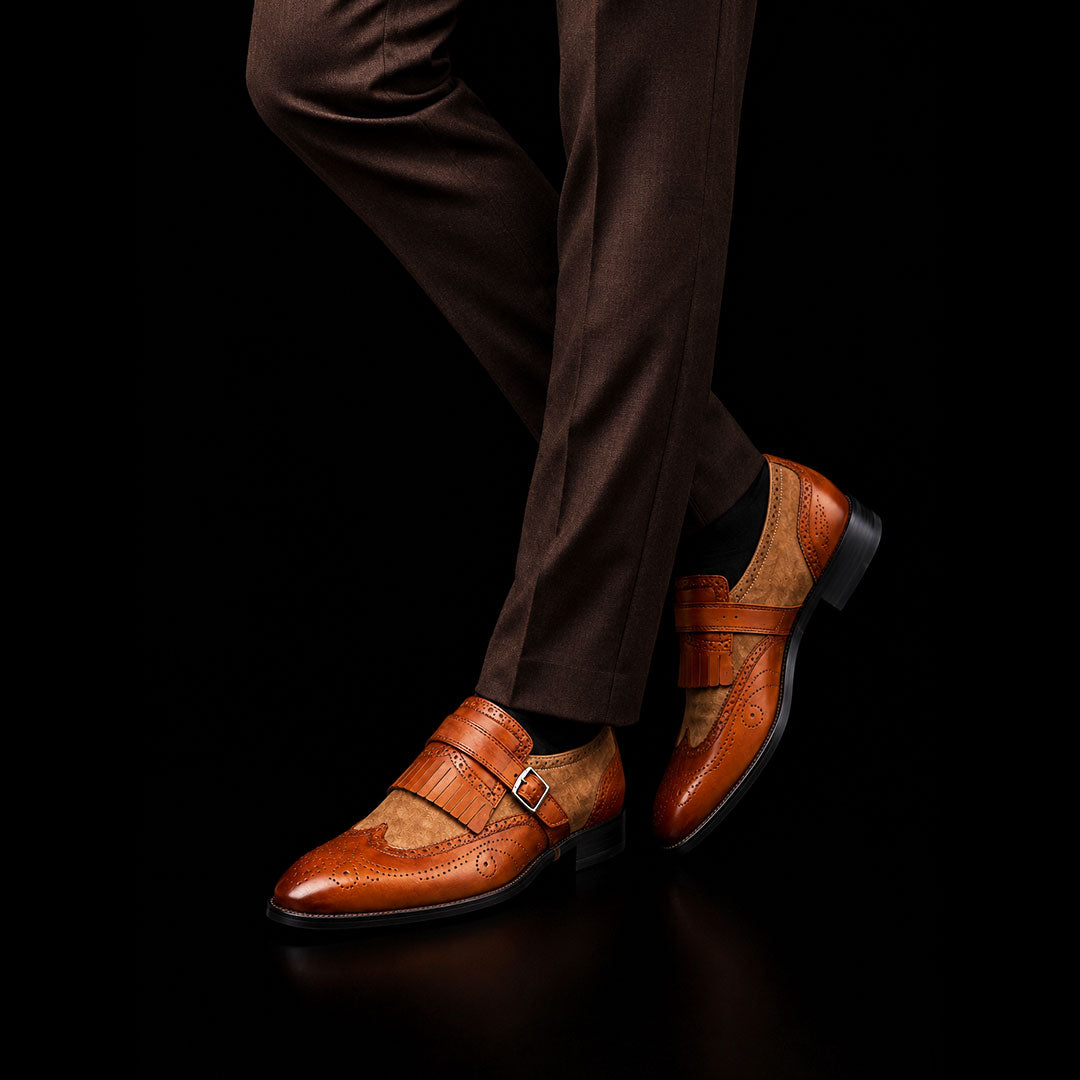 The Ivory – Brown Wingtip Brogue Single Monk | Leather Shoe