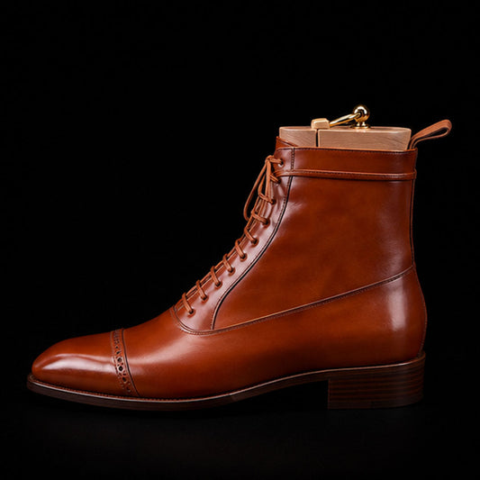 The Trento – Brown Cap Toe Ankle Dress Boots | Leather Shoe