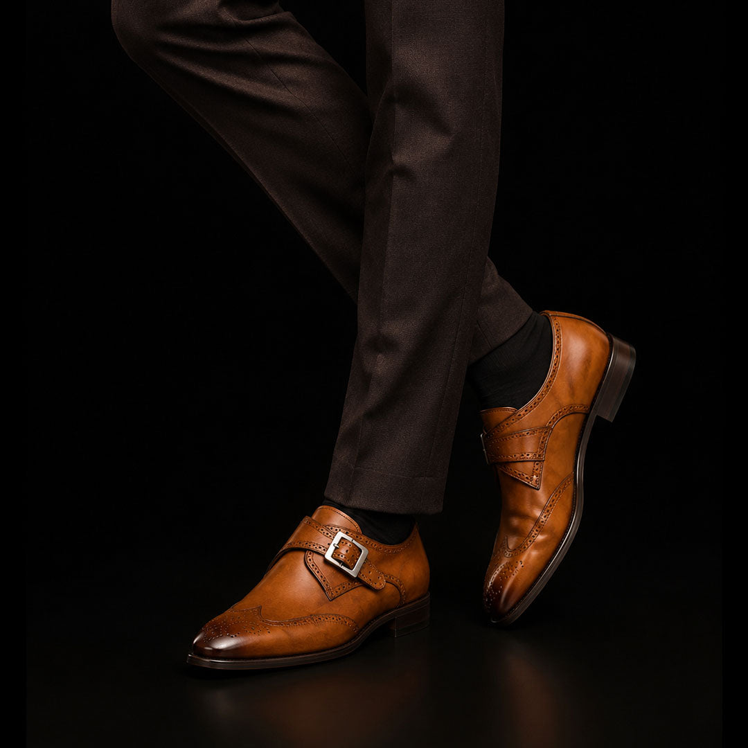 The Mimosa – Brown Wingtip Oxford Single Monk | Leather Shoe