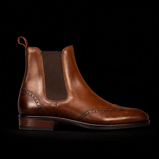The Wattle – Brown Wingtip Chelsea Boots | Leather Shoe