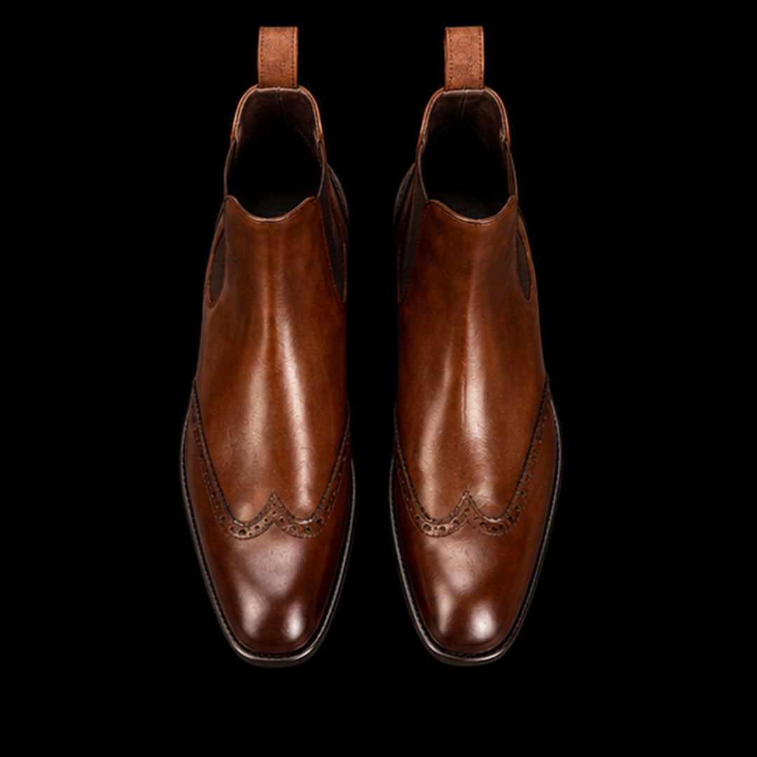 The Wattle – Brown Wingtip Chelsea Boots | Leather Shoe