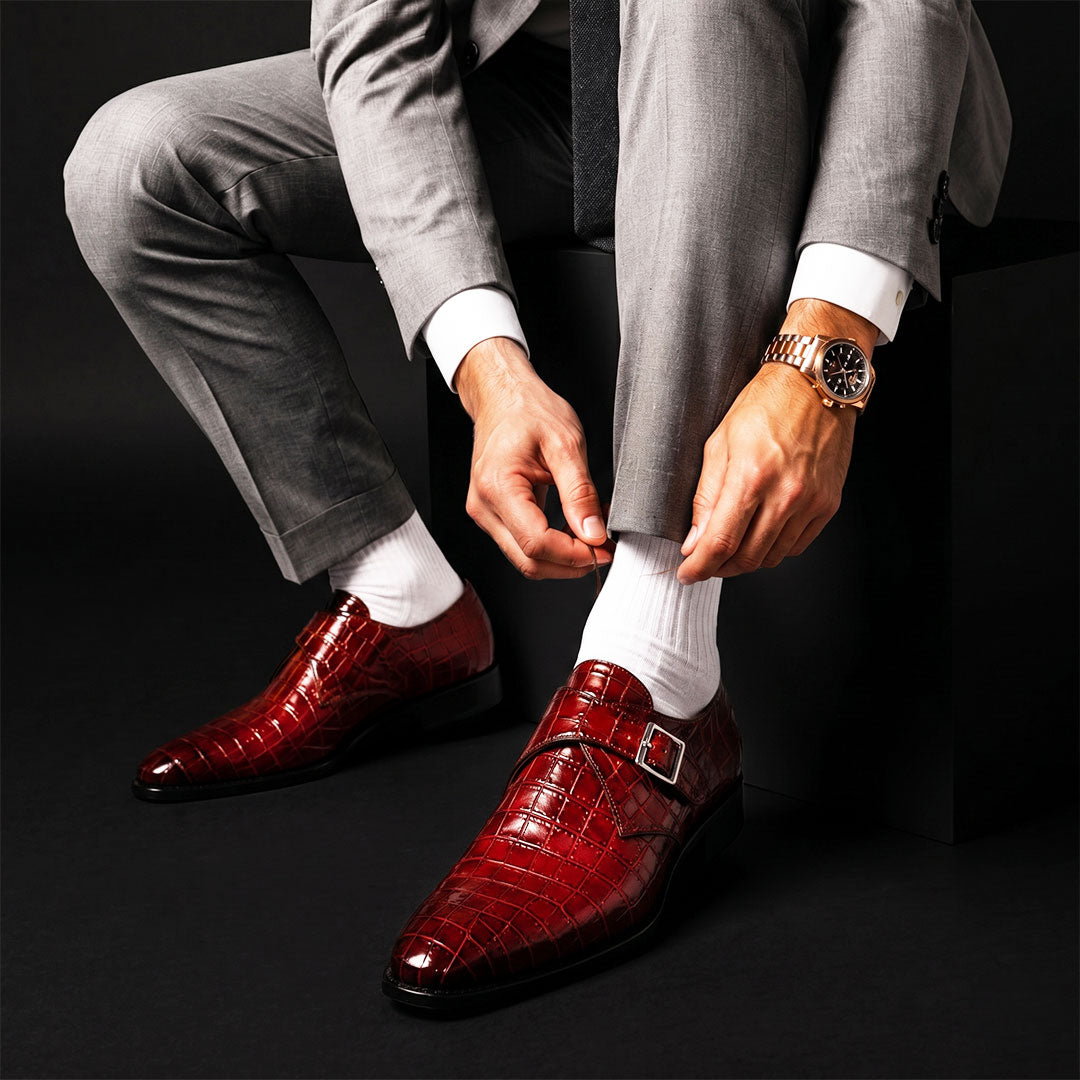 The Prato – Brown Patina Alligator Single Monk | Leather Shoe