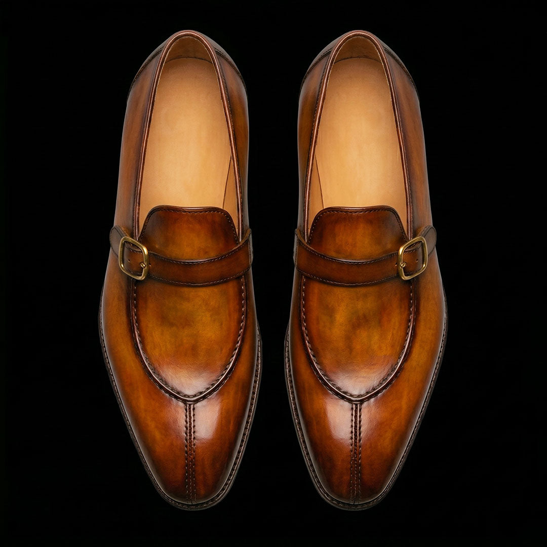 The Creaser – Brown Patina Single Monk Loafer | Leather Shoe