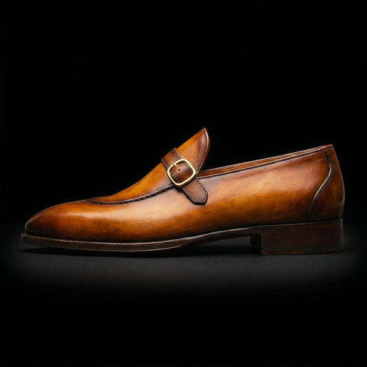 The Creaser – Brown Patina Single Monk Loafer | Leather Shoe