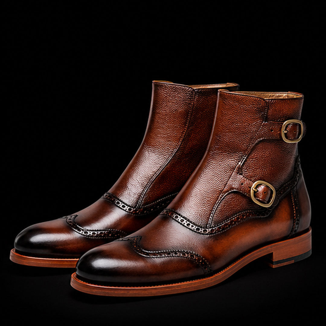 The Tanner – Brown Patina Calf Leather Ankle Boots | Leather Shoe